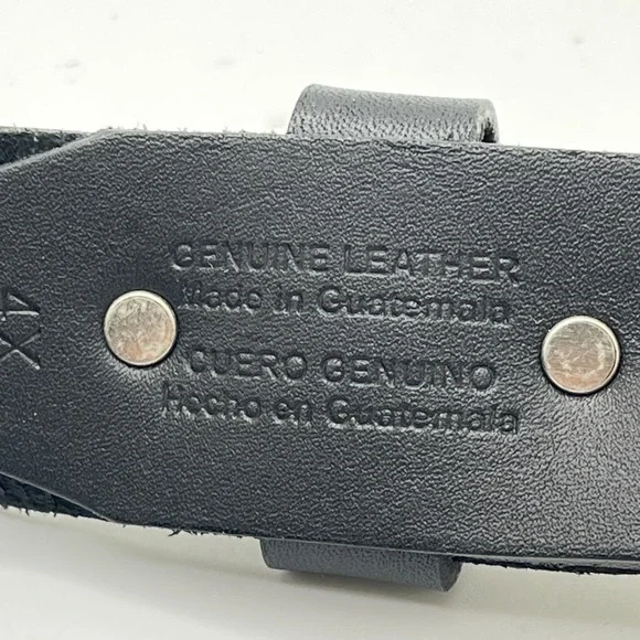 Leather Belt Black Genuine Leather Silver Buckle Casual Everyday 60" Long 4X - Picture 6 of 9